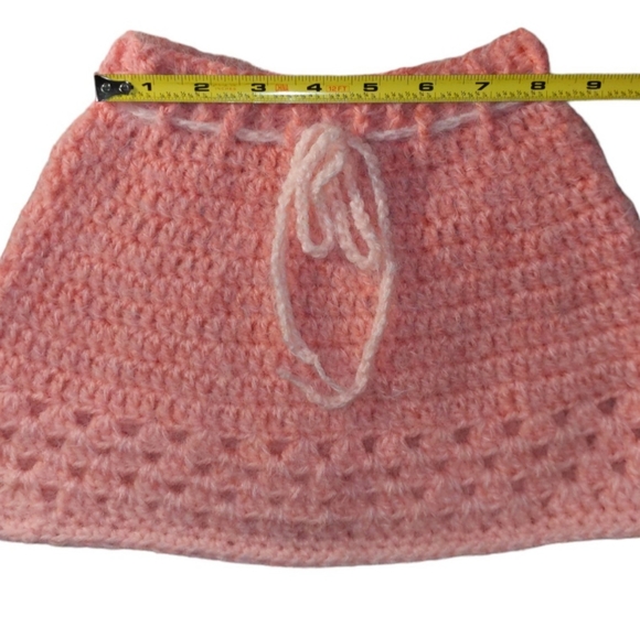 Peach Fuzzy Crochet Skirt Handmade - Picture 2 of 5